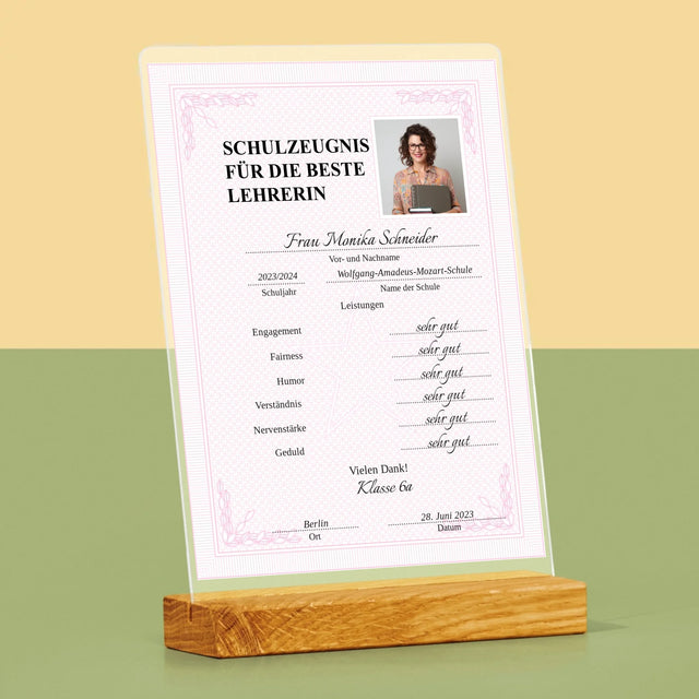 Foto Und Unterschrift: Lehrer/In-Zeugnis - Druck Auf Acrylglas