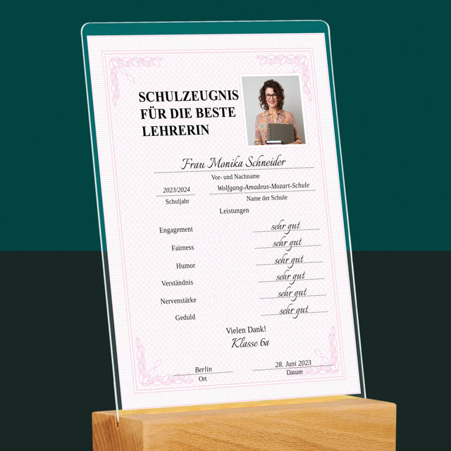 Foto Und Unterschrift: Lehrer/In-Zeugnis - Druck Auf Acrylglas