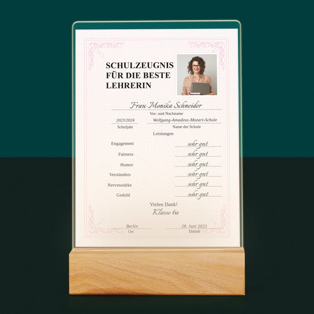 Foto Und Unterschrift: Lehrer/In-Zeugnis - Druck Auf Acrylglas