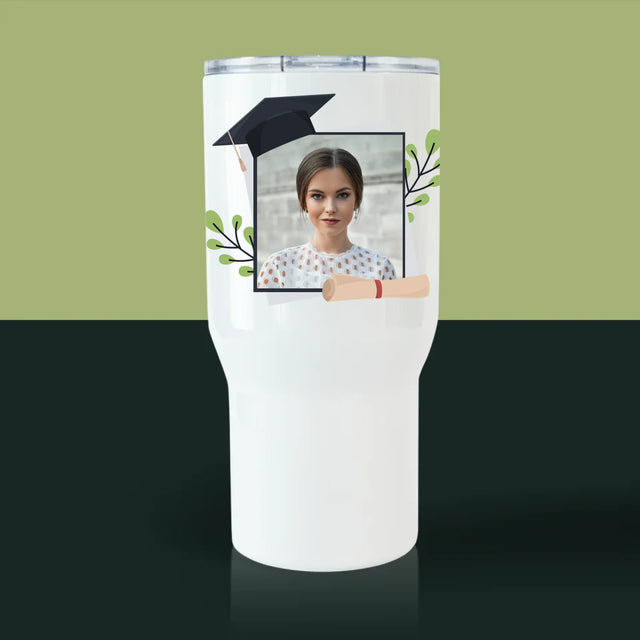 Foto Und Unterschrift: Herzlichen Glückwunsch - Thermobecher Weiß