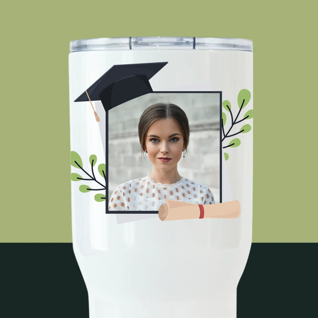 Foto Und Unterschrift: Herzlichen Glückwunsch - Thermobecher Weiß