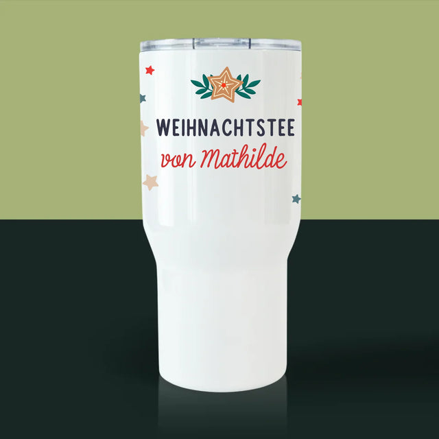 Foto Und Unterschrift: Weihnachtstee - Thermobecher Weiß