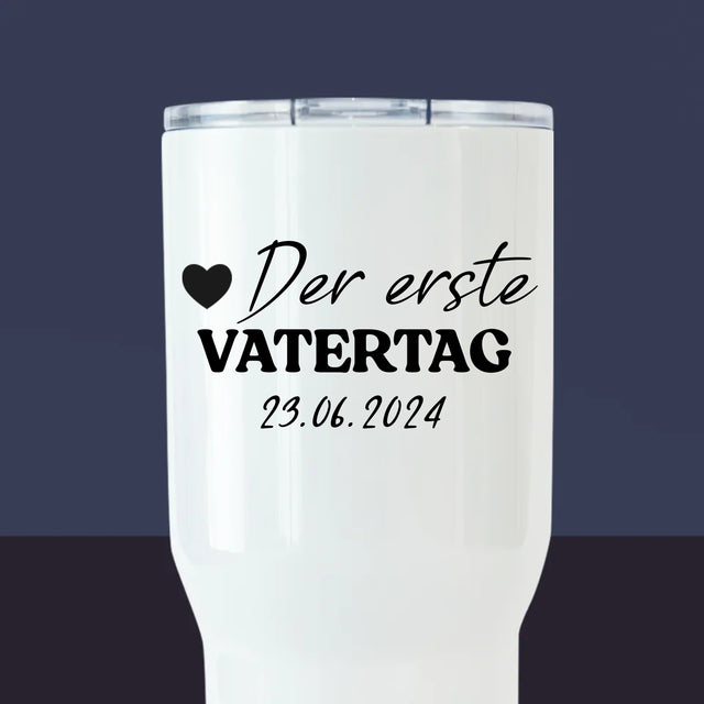 Foto Und Unterschrift: Erster Vatertag - Thermobecher Weiß