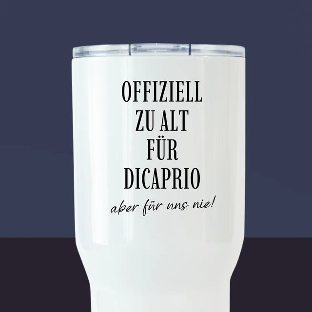 Buchstaben-Collage: Zu Alt Für Dicaprio - Thermobecher Weiß