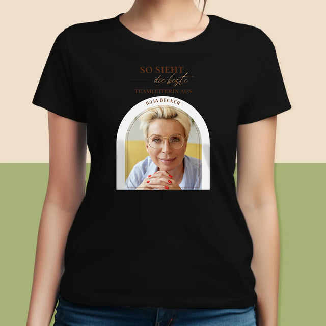 Foto Und Unterschrift: Bester Teamleiter - T-Shirt Für Damen