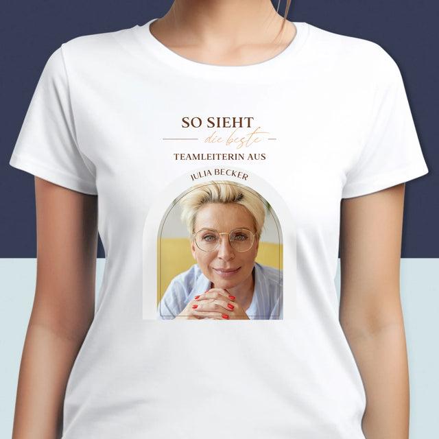 Foto Und Unterschrift: Bester Teamleiter - T-Shirt Für Damen