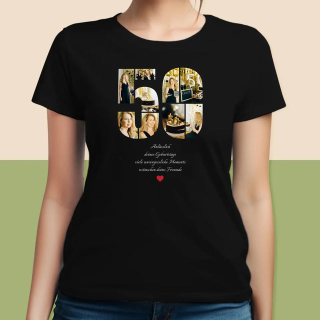 Form-Collage: 50. Geburtstag - Glückwünsche - T-Shirt Für Damen