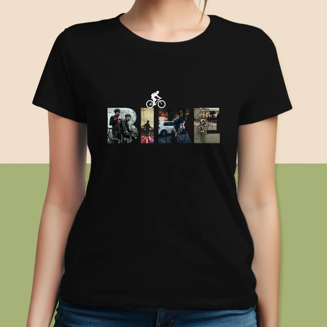 Buchstaben-Collage: Bike - T-Shirt Für Damen
