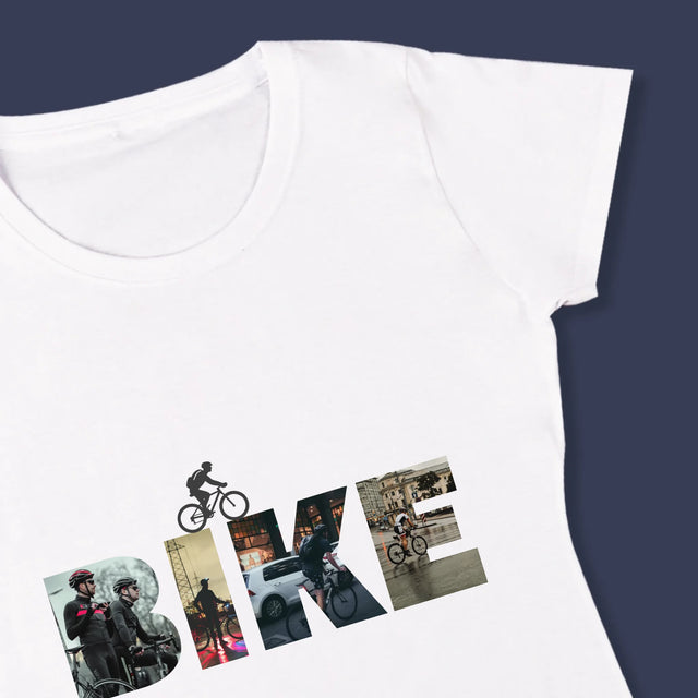 Buchstaben-Collage: Bike - T-Shirt Für Damen