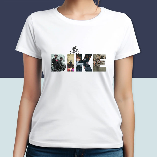 Buchstaben-Collage: Bike - T-Shirt Für Damen