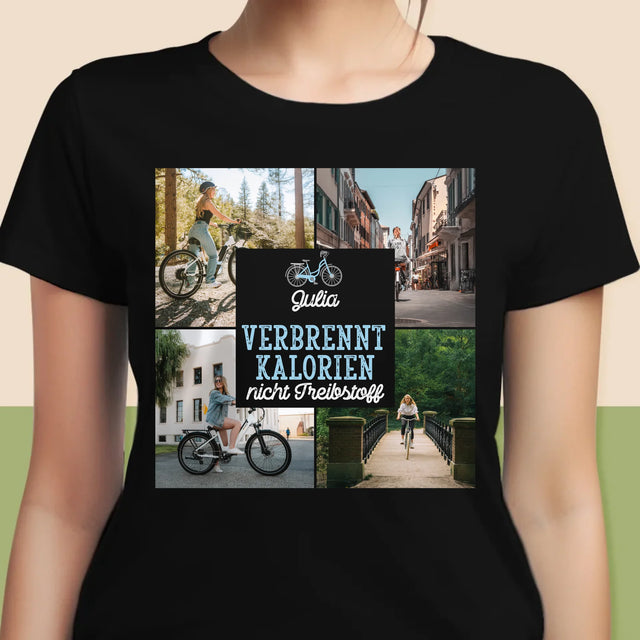 Fotocollage: Verbrennt Kalorien, Nicht Treibstoff - T-Shirt Für Damen