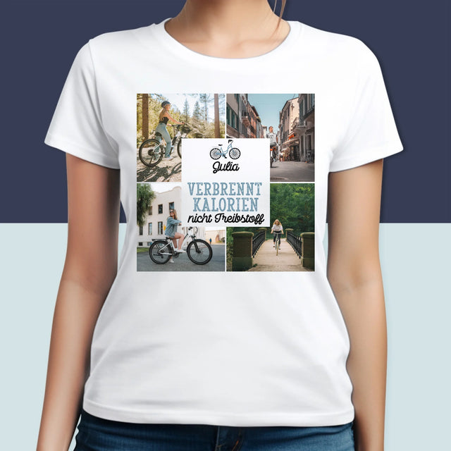 Fotocollage: Verbrennt Kalorien, Nicht Treibstoff - T-Shirt Für Damen