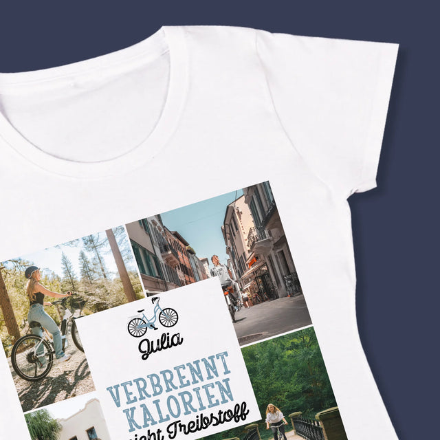 Fotocollage: Verbrennt Kalorien, Nicht Treibstoff - T-Shirt Für Damen