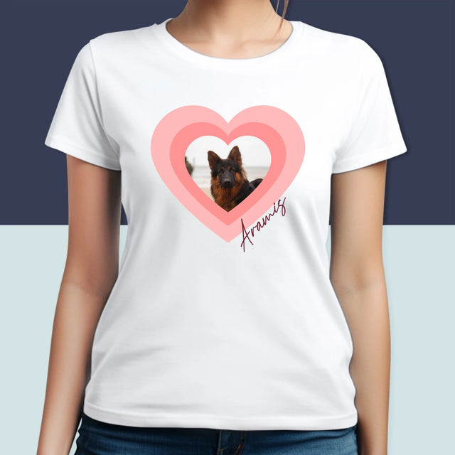 Foto Und Unterschrift: Bild Eines Haustieres Im Herzen - T-Shirt Für Damen