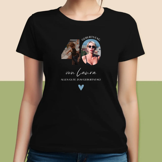 Buchstaben-Collage: 40. Geburtstag - Schöne Momente - T-Shirt Für Damen