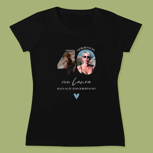 Buchstaben-Collage: 40. Geburtstag - Schöne Momente - T-Shirt Für Damen