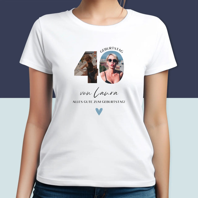 Buchstaben-Collage: 40. Geburtstag - Schöne Momente - T-Shirt Für Damen