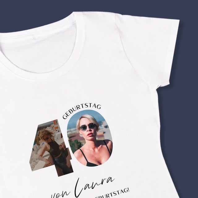 Buchstaben-Collage: 40. Geburtstag - Schöne Momente - T-Shirt Für Damen