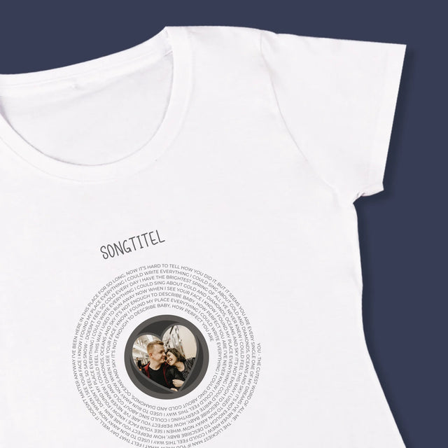 Foto Und Unterschrift: Unser Lied Mit Text - T-Shirt Für Damen