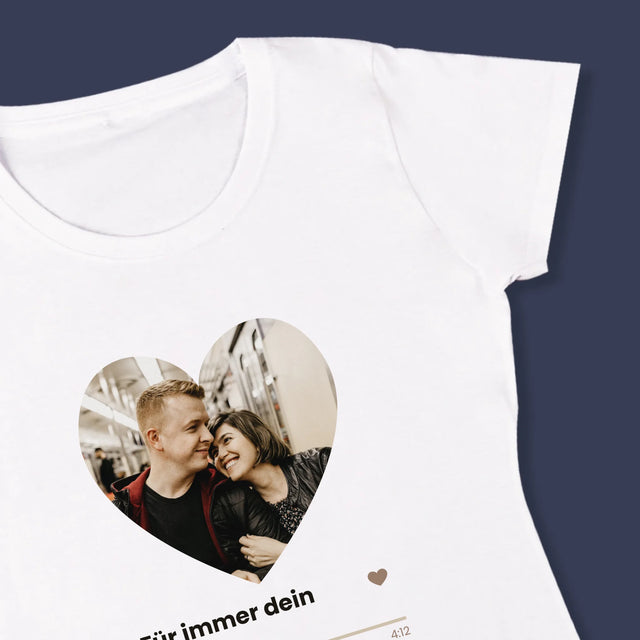 Foto Und Unterschrift: Unser Lied - Herz-Qr-Code - T-Shirt Für Damen