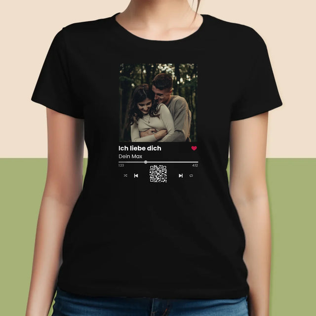Foto Und Unterschrift: Spotify Mit Qr-Code - T-Shirt Für Damen