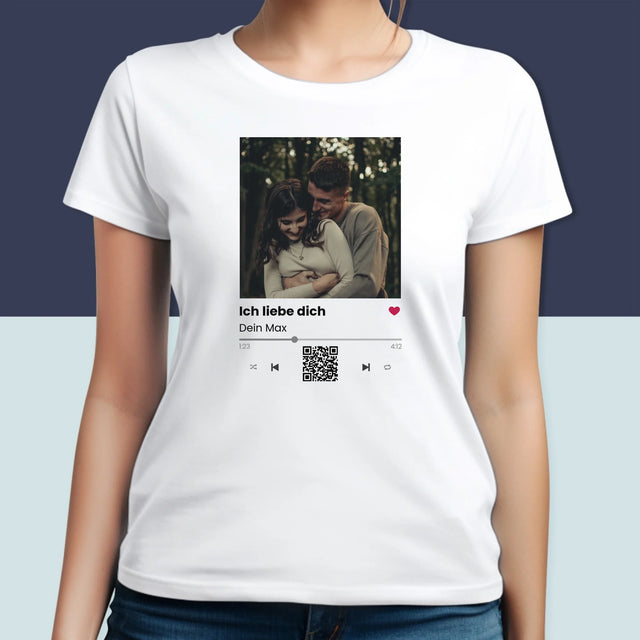 Foto Und Unterschrift: Spotify Mit Qr-Code - T-Shirt Für Damen