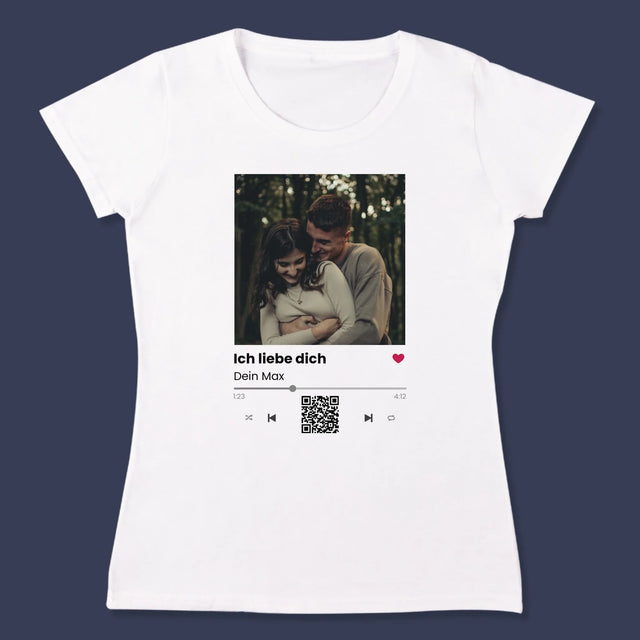Foto Und Unterschrift: Spotify Mit Qr-Code - T-Shirt Für Damen
