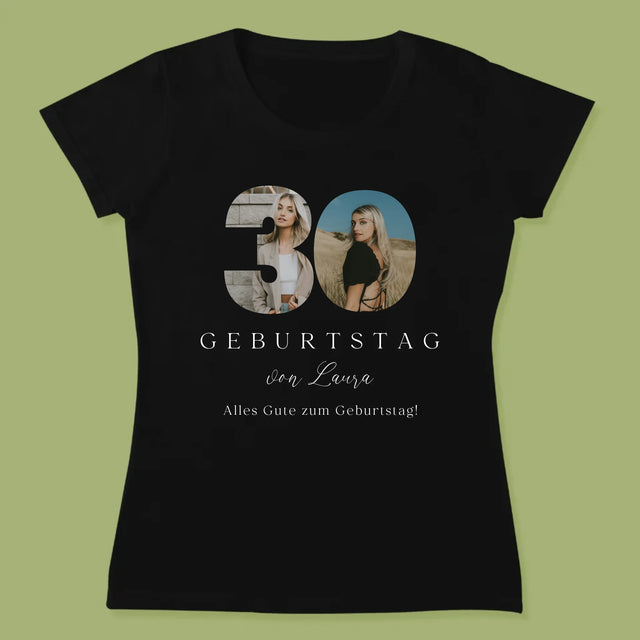 Buchstaben-Collage: 30. Geburtstag Signatur - T-Shirt Für Damen