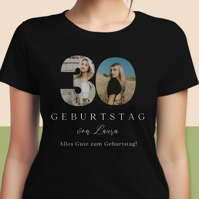 Buchstaben-Collage: 30. Geburtstag Signatur - T-Shirt Für Damen