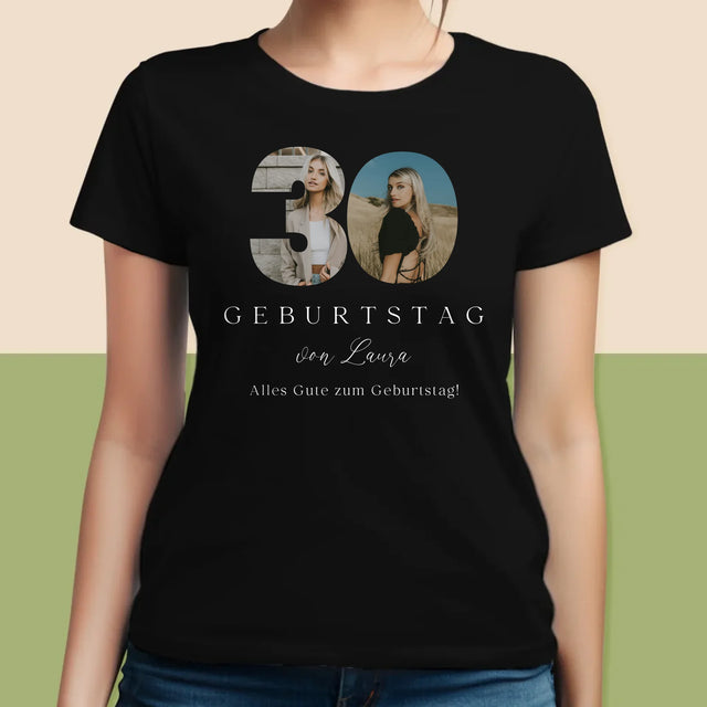 Buchstaben-Collage: 30. Geburtstag Signatur - T-Shirt Für Damen
