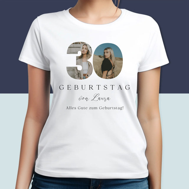 Buchstaben-Collage: 30. Geburtstag Signatur - T-Shirt Für Damen