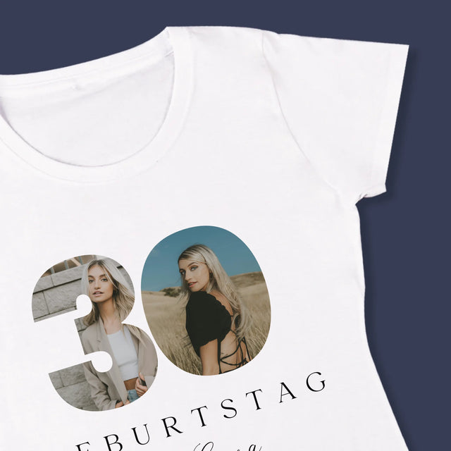 Buchstaben-Collage: 30. Geburtstag Signatur - T-Shirt Für Damen