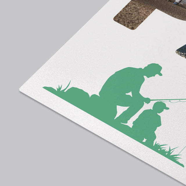 Buchstaben-Collage: Papa - Angler - Schreibtischunterlage