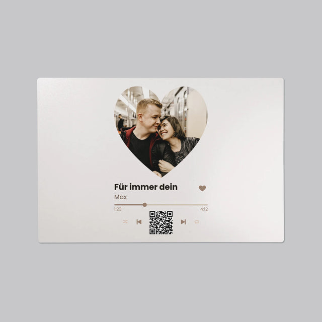 Foto Und Unterschrift: Unser Lied - Herz-Qr-Code - Schreibtischunterlage