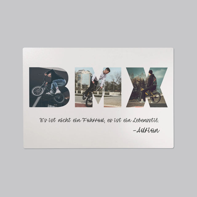 Buchstaben-Collage: Bmx - Schreibtischunterlage