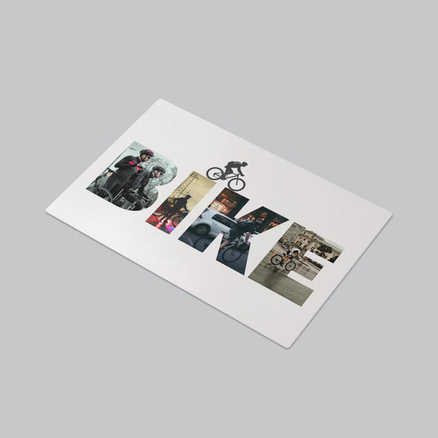 Buchstaben-Collage: Bike - Schreibtischunterlage