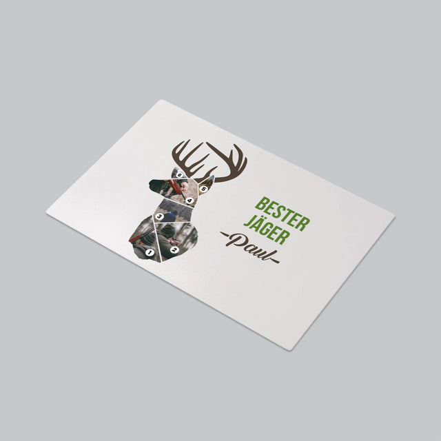Form-Collage: Bester Jäger - Schreibtischunterlage
