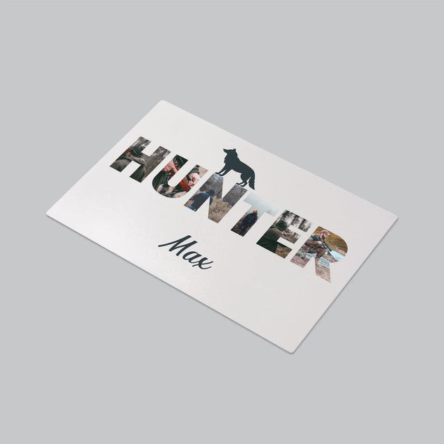 Buchstaben-Collage: Hunter - Schreibtischunterlage
