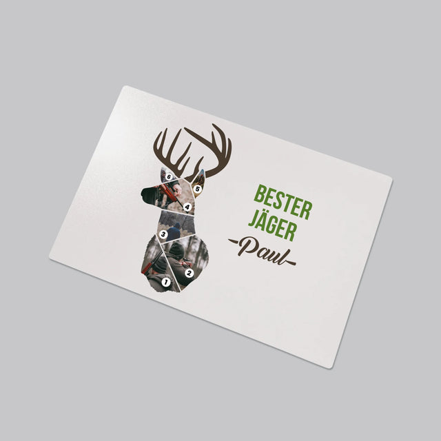 Form-Collage: Bester Jäger - Schreibtischunterlage