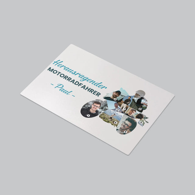 Form-Collage: Herausragender Motorradfahrer - Schreibtischunterlage