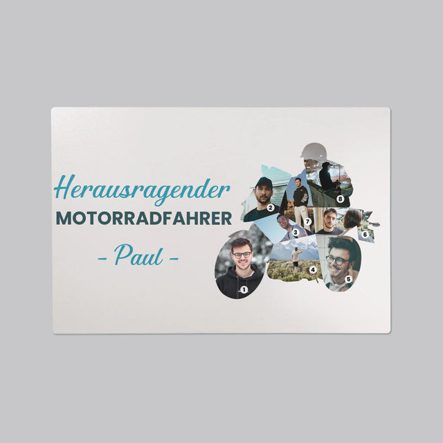 Form-Collage: Herausragender Motorradfahrer - Schreibtischunterlage