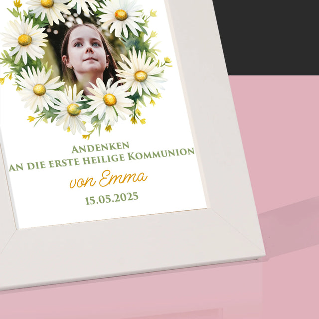 Foto Und Unterschrift: Andenken An Die Erstkommunion Gänseblümchen - Bilderrahmen