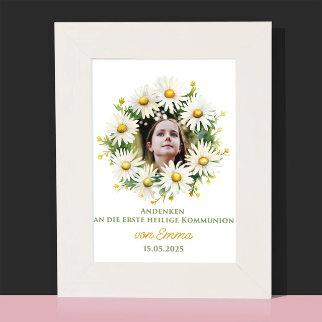 Foto Und Unterschrift: Andenken An Die Erstkommunion Gänseblümchen - Bilderrahmen
