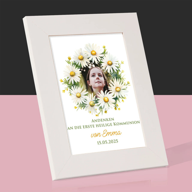 Foto Und Unterschrift: Andenken An Die Erstkommunion Gänseblümchen - Bilderrahmen