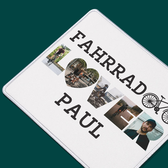 Buchstaben-Collage: Fahrradliebhaber - Mauspad