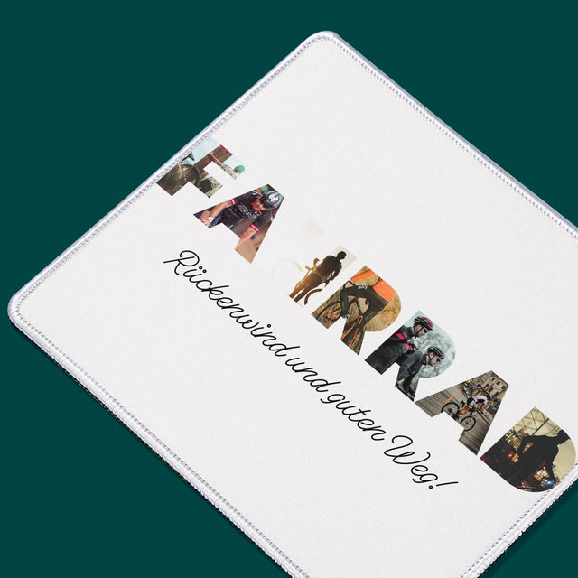 Buchstaben-Collage: Fahrrad - Mauspad