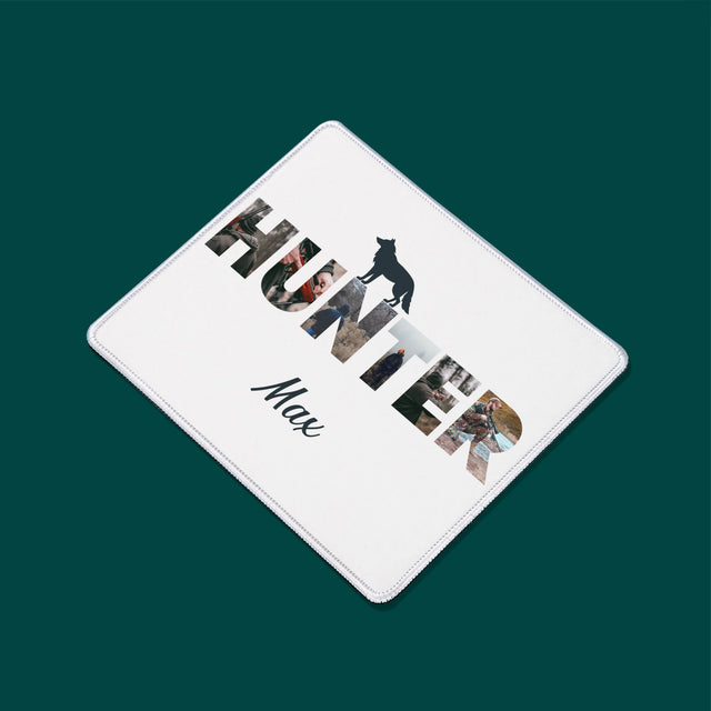 Buchstaben-Collage: Hunter - Mauspad