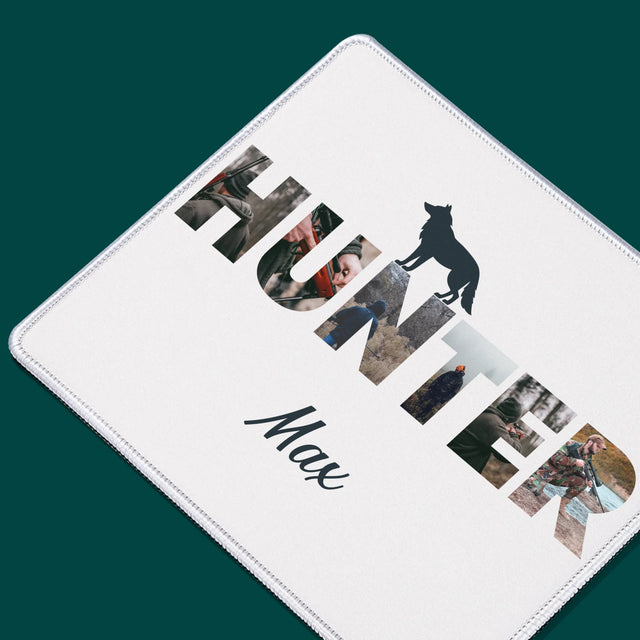 Buchstaben-Collage: Hunter - Mauspad