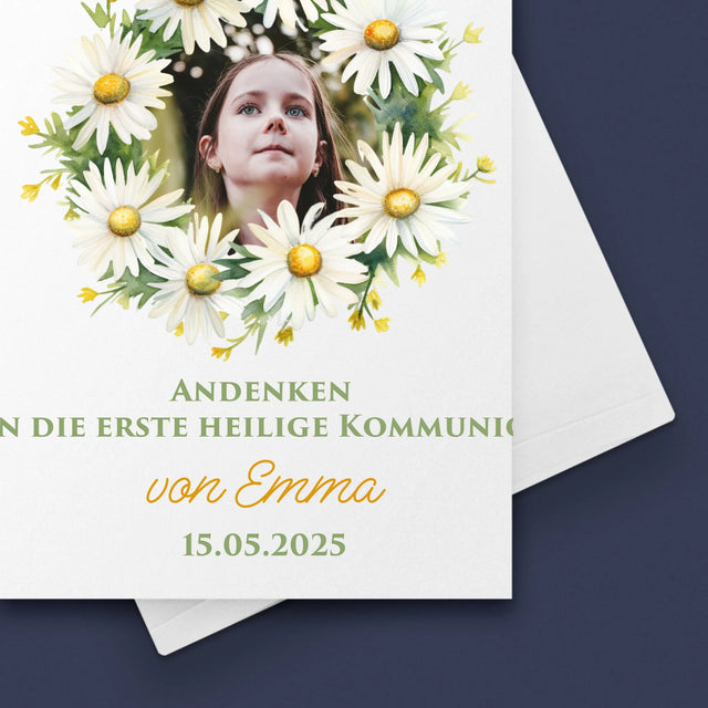 Foto Und Unterschrift: Andenken An Die Erstkommunion Gänseblümchen - Glückwunschkarte
