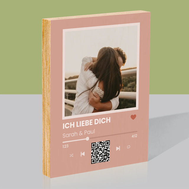 Foto Und Unterschrift: Dein Lied Mit Code - Druck Auf Holz